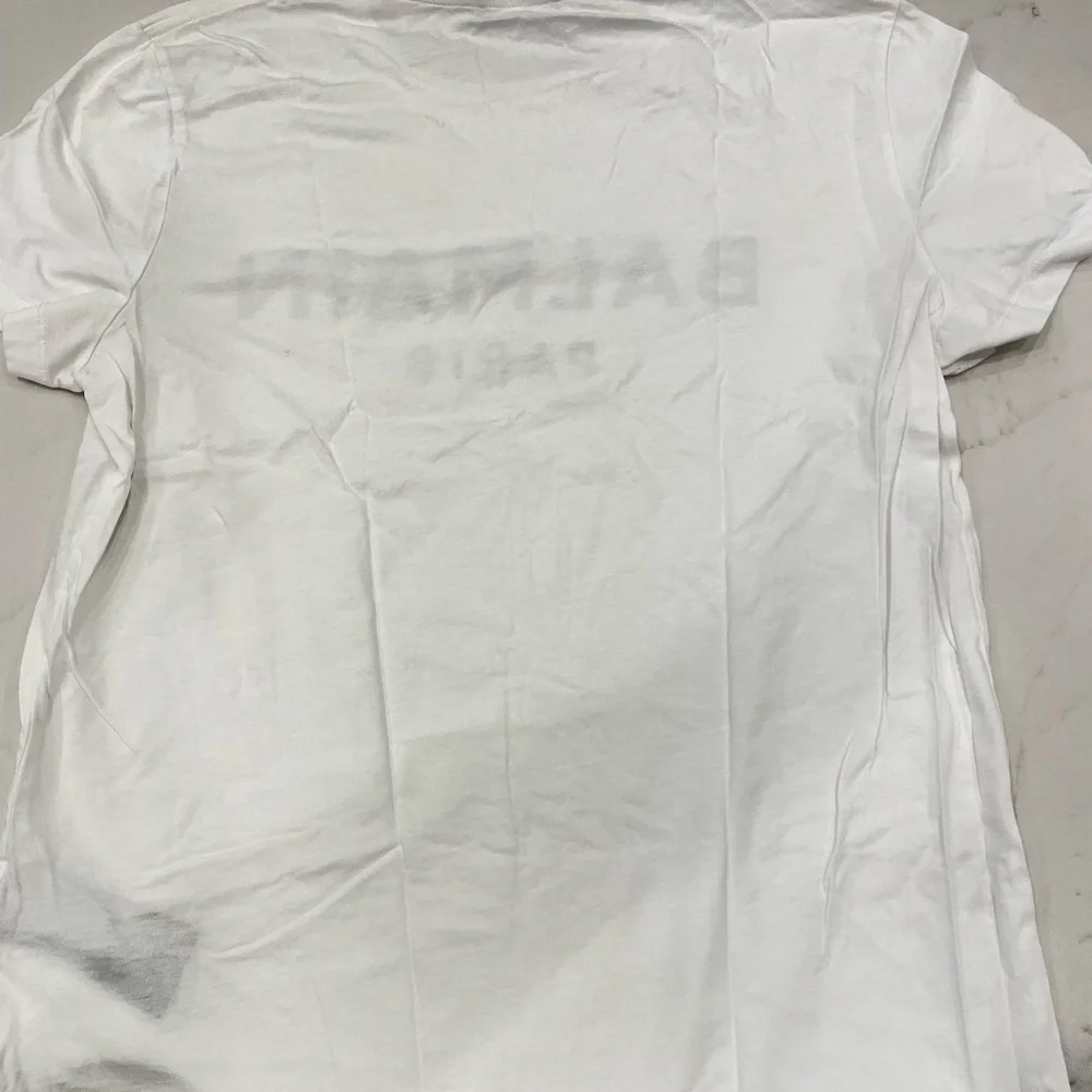 Balmain White Tee with Navy Tag - Picture 3 of 4
